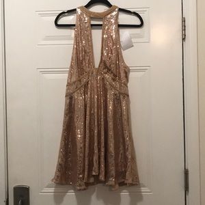 FREE PEOPLE NWT gold sequin cocktail dress